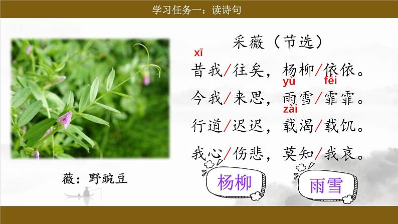 统编版小语文六下 《古诗词诵读》之《采薇(节选)》课件第6页