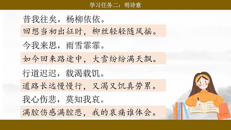 统编版小语文六下 《古诗词诵读》之《采薇(节选)》课件第8页