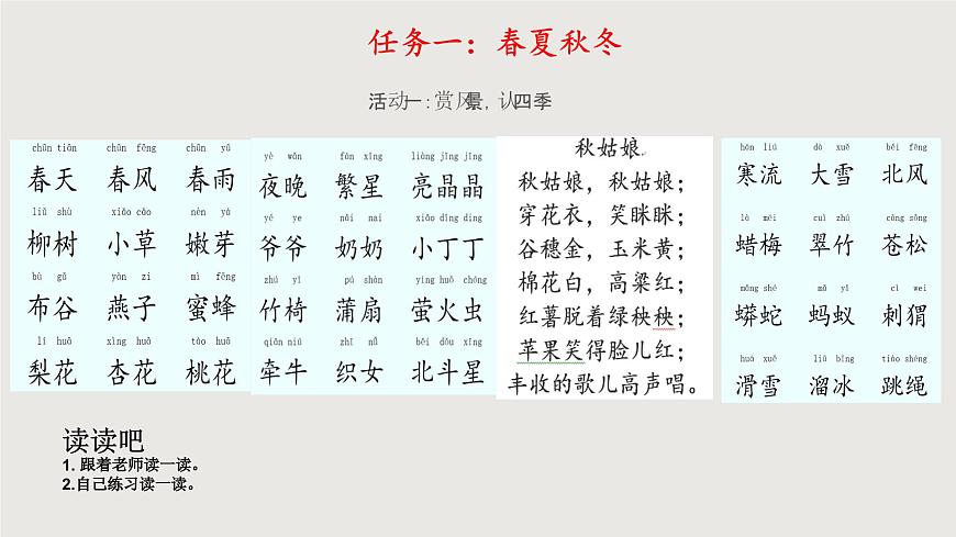 部編版小學(xué)語文一下第一單元大單元任務(wù)群教學(xué)設(shè)計(jì)課件第4頁(yè)