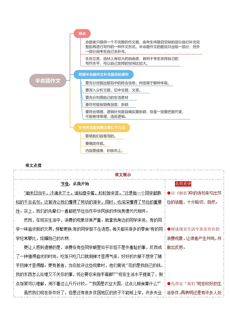 专题09 半命题作文(讲义)-2025年小升初语文作文写作专项训练第3页