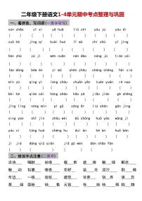 部编版二年级下册语文期中1-4单元基础过关练习卷含答案