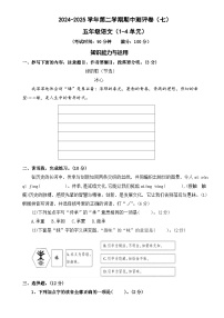 五年级下册语文 期中测评卷 七（试题+答案）2024-2025学年 统编版五年级下册