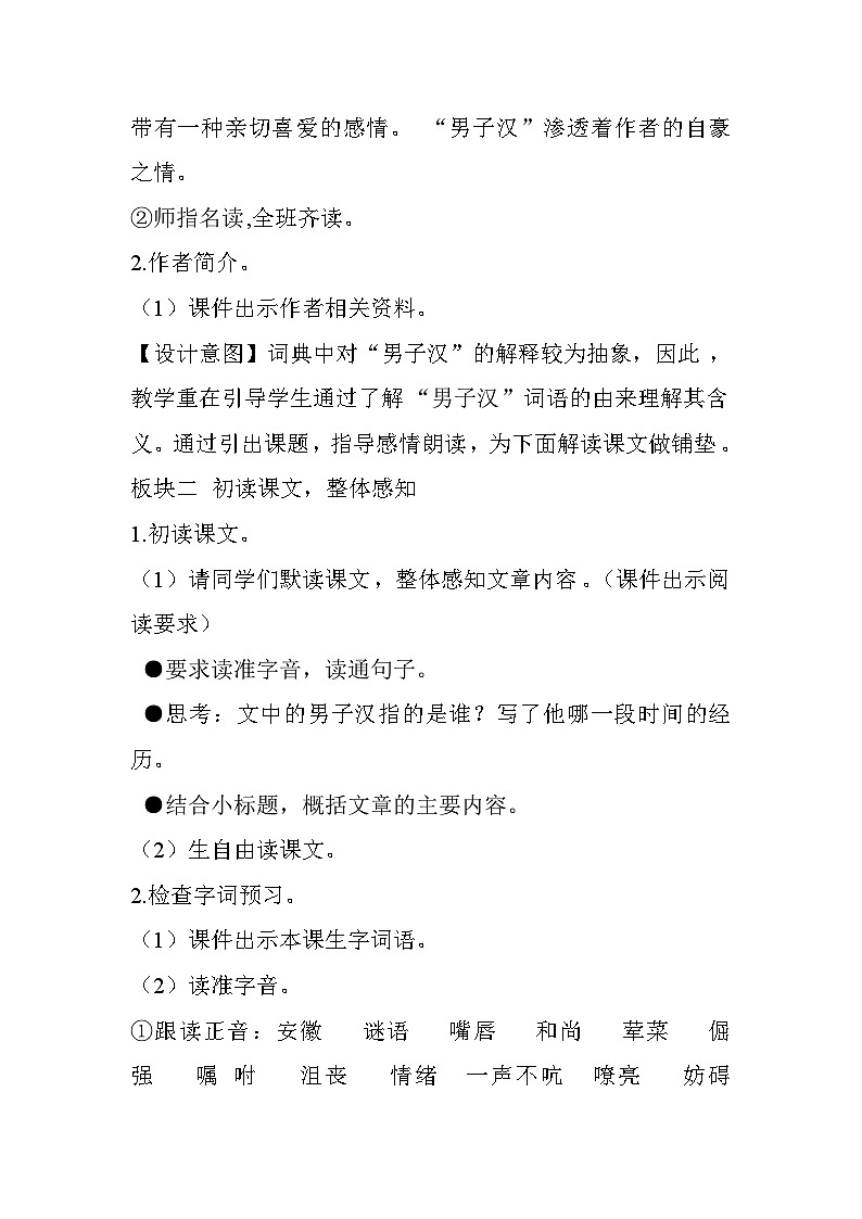 (部編版)小學(xué)語文四年級下冊第20課《我們家的男子漢》教案第2頁