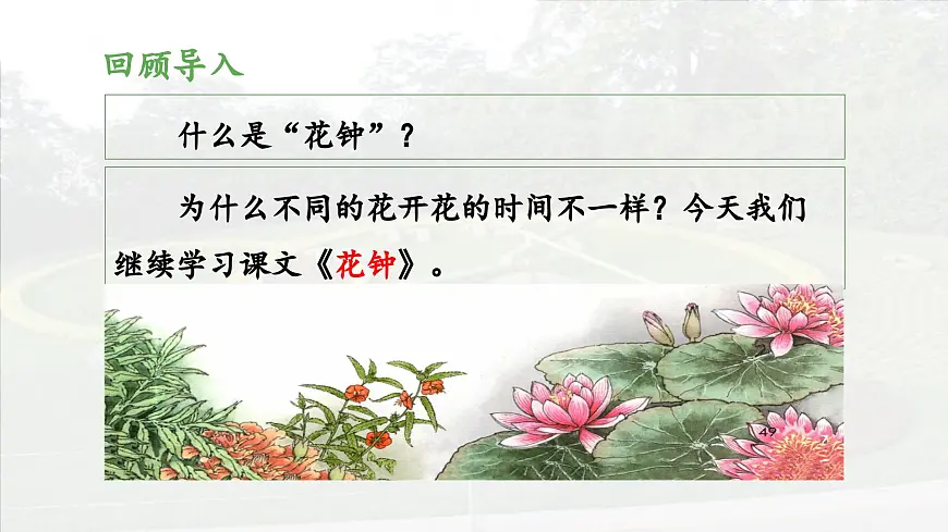 新统编版小学语文三下 4-13《花钟》 课件(第二课时)第3页