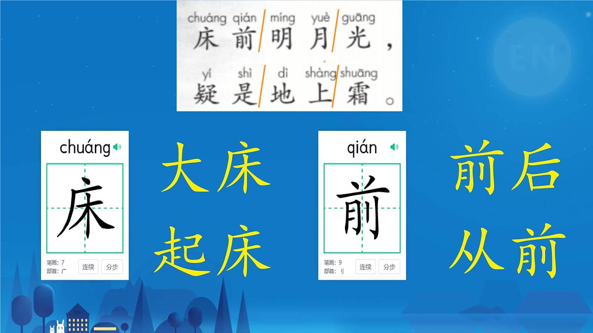 小学语文统编版(2024)一年级下册4.7 静夜思 课件第4页
