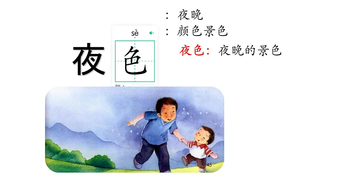 小学语文统编版(2024)一年级下册4.8 夜色 课件第2页