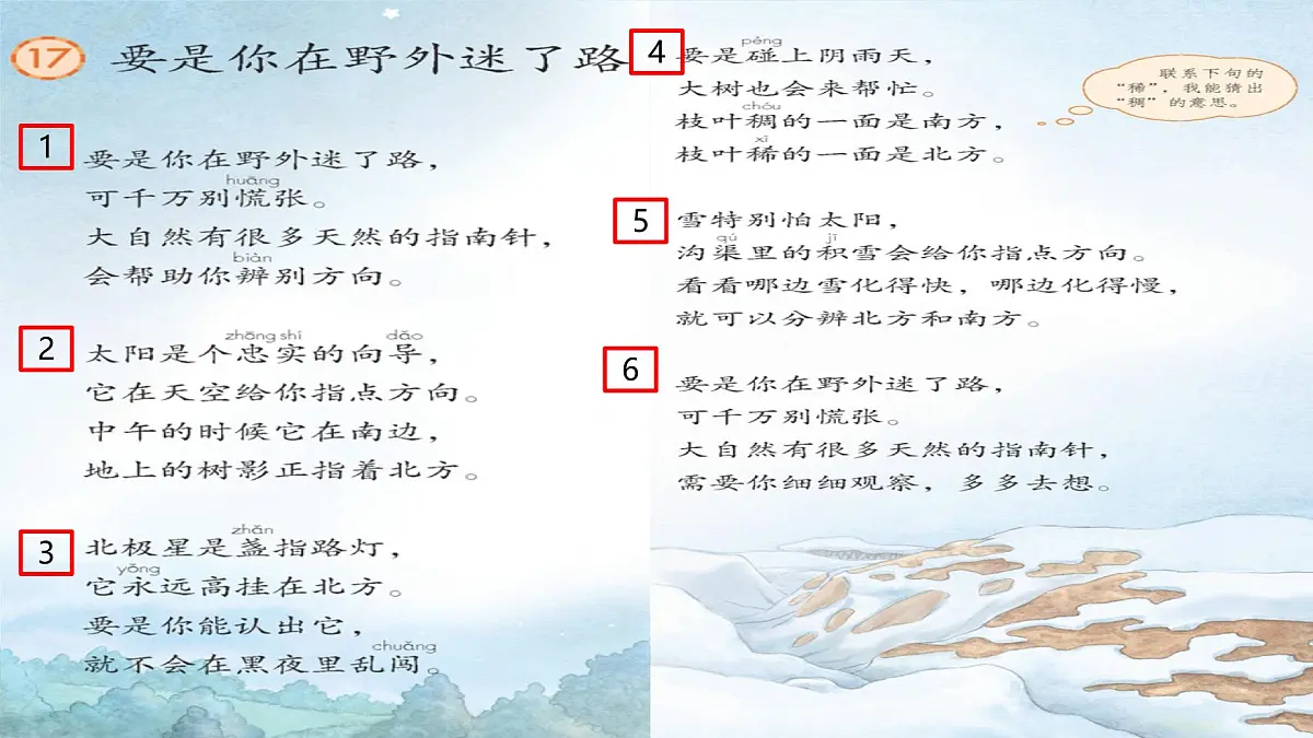 小学语文统编版(2024)二年级下册6.17 要是你在野外迷了路 课件第6页
