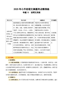 统编版2025年小升初语文备考真题分类汇编专题13 说明文阅读 （附参考答案）
