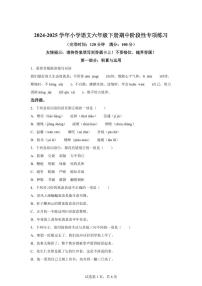 2024-2025学年福建省福州市福清市六年级下册期中考试语文检测试卷(含答案)
