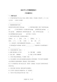 2024-2025学年湖南省娄底市涟源市六年级下册期中考试语文检测试卷（含答案）