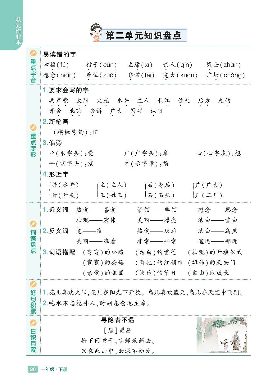 2025春小学语文《知识盘点》1年级下册学案含答案第2页