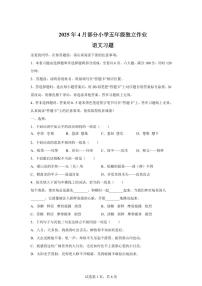 2024━2025学年湖北省武汉市黄陂区统编版五年级下学期期中考试语文检测试卷（含答案）