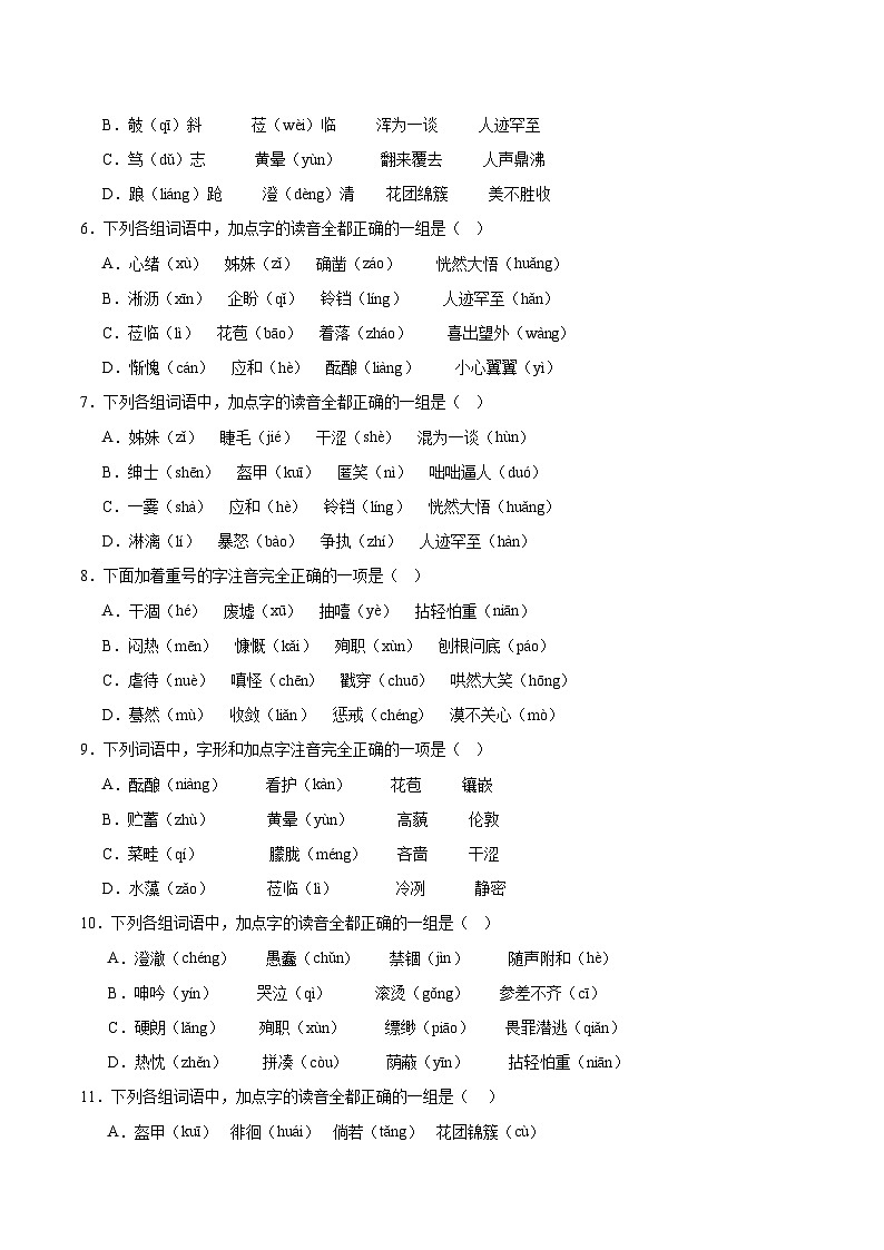 专题01 汉语拼音(专项练习)第2页