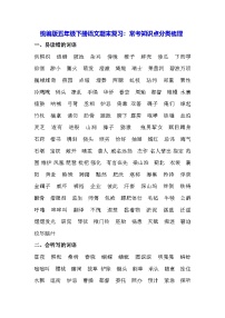 统编版五年级下册语文期末复习：常考知识点分类梳理 讲义