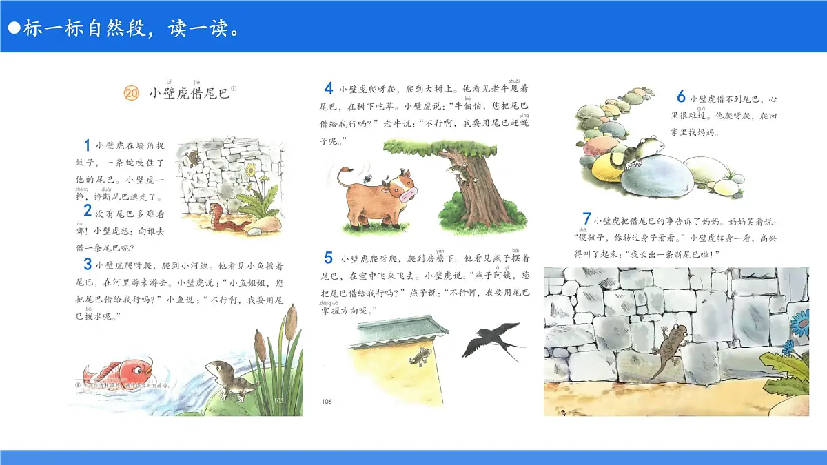 小学 语文 统编版(2024)一年级下册8.20 小壁虎借尾巴 课件第3页