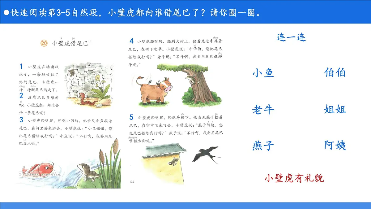 小学 语文 统编版(2024)一年级下册8.20 小壁虎借尾巴 课件第8页
