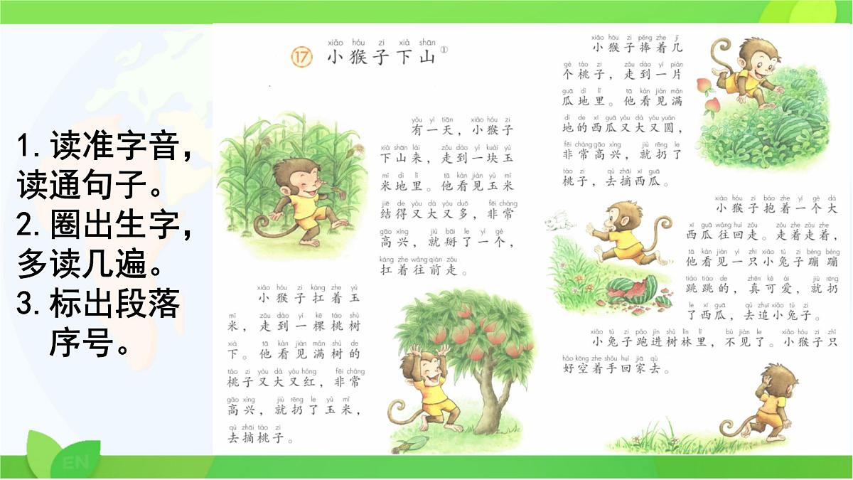 小学语文统编版(2024)一年级下册7.17 小猴子下山 课件第2页