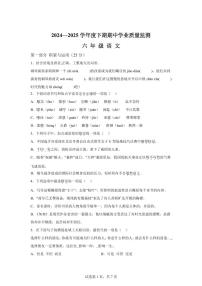 统编版2024_2025学年河南信阳息县六年级下册期中考试语文试题