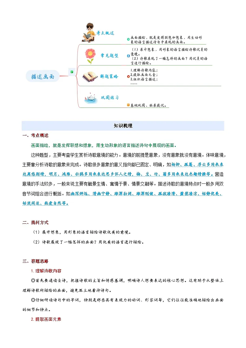 小升初语文暑假衔接 衔接点06 诗歌鉴赏之描述画面(解释)2025暑假小升初衔接课程第2页