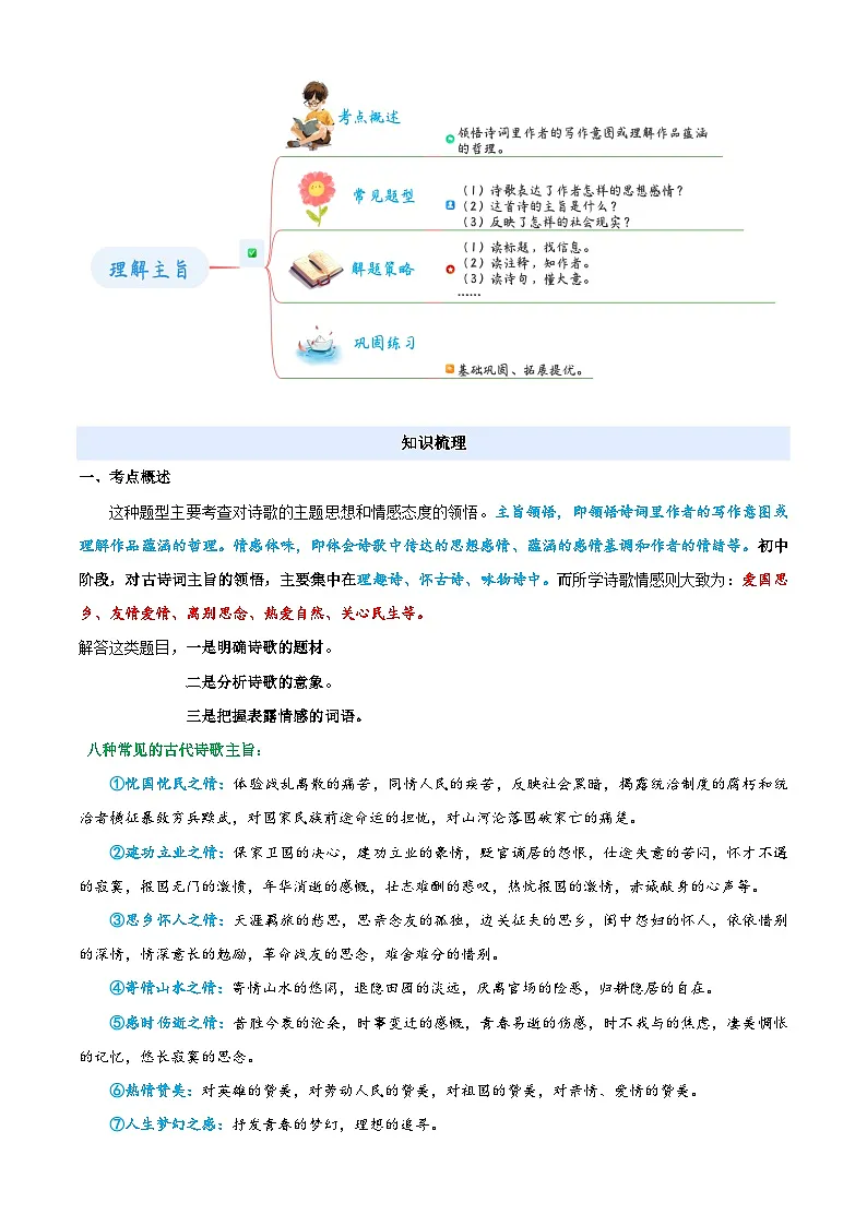 小升初语文暑假衔接 衔接点08 诗歌鉴赏之理解主旨(解释)2025暑假小升初衔接课程第2页