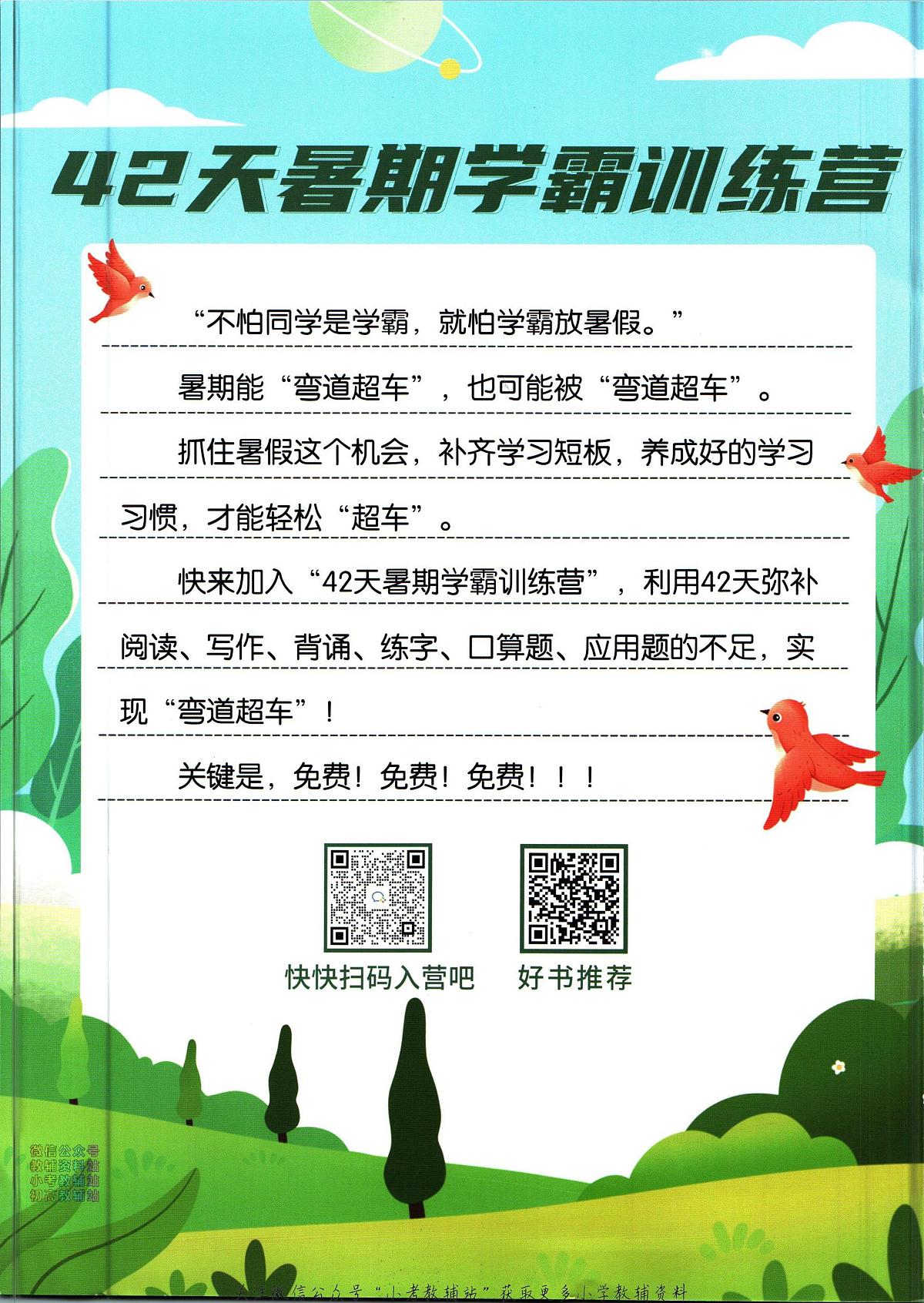 暑假作业暑假阅读二年级下学期衔接语文复习期末试卷语文第2页