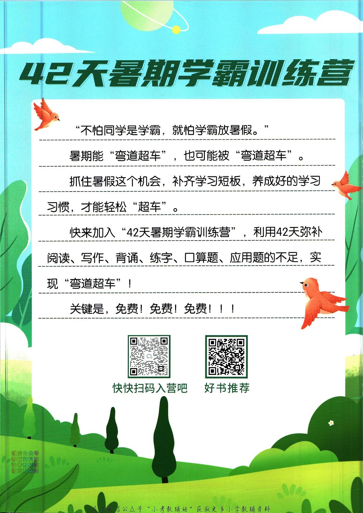 暑假作业暑假阅读三年级下学期衔接语文复习期末试卷语文第2页