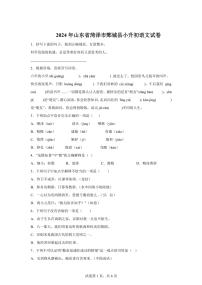 2024年山东省菏泽市鄄城县小升初语文试卷（含答案）