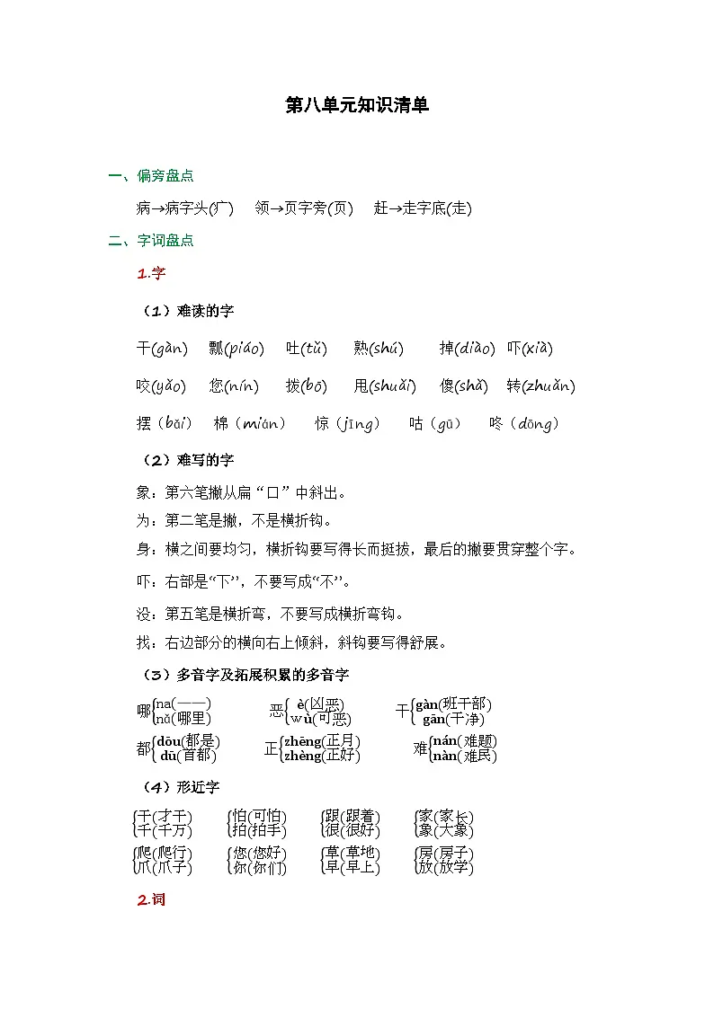 第八单元(知识清单)第1页