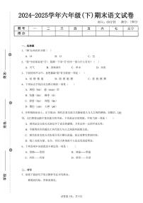 2024-2025学年人教版六年级(下)期末语文试卷（五）