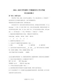统编版2024-2025学年北京市通州区五年级下册期末语文检测试卷