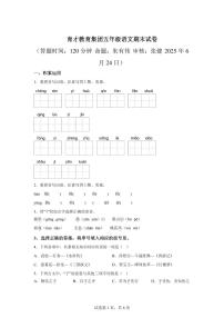 统编版2024-2025学年江苏省扬州市育才小学教育集团五年级下册期末语文检测试卷