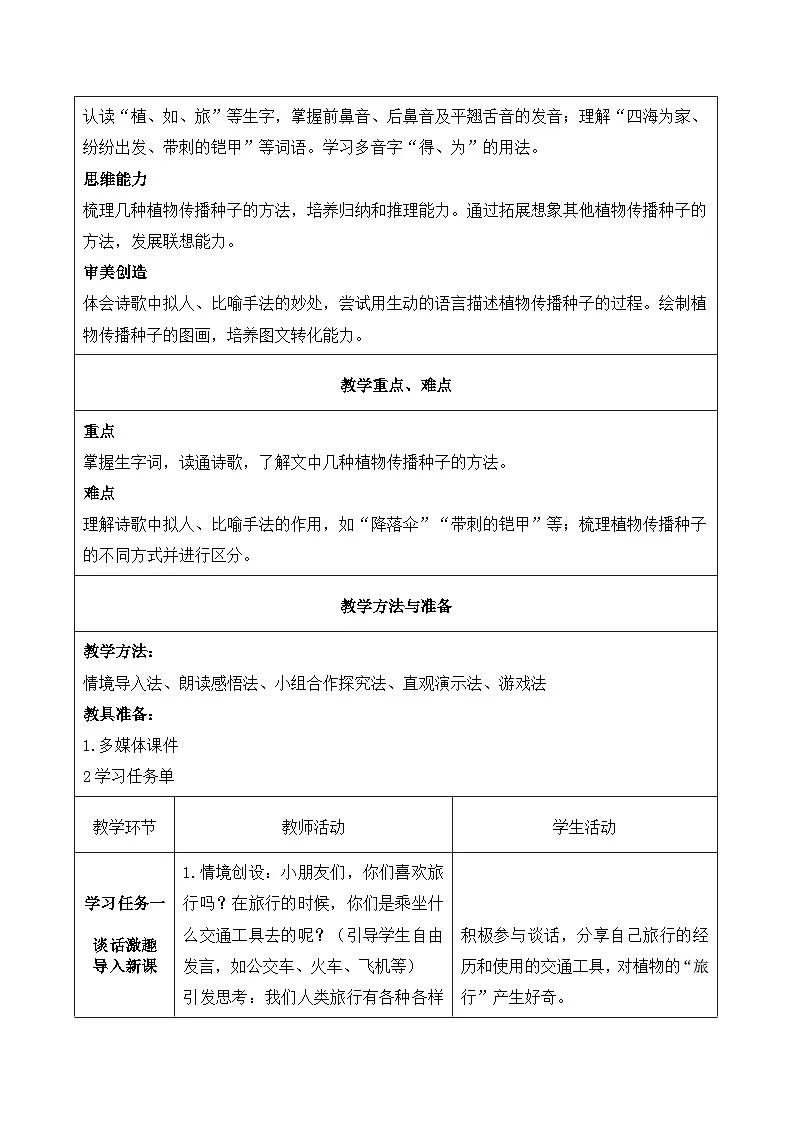 3 植物妈妈有办法(教学设计)第2页