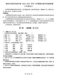 四川省绵阳外国语学校2024-2025学年六年级语文上册期末试卷