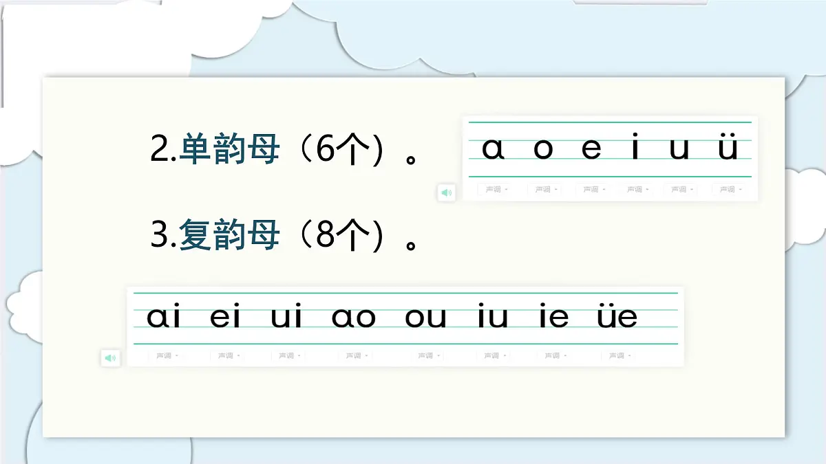 小学 语文 统编版(2024) 一年级上册(2024) 第三单元 汉语拼音第三单元复习课件第4页