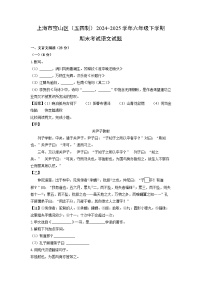 上海市宝山区（五四制）2024-2025学年六年级下学期期末考试语文试卷（解析版）