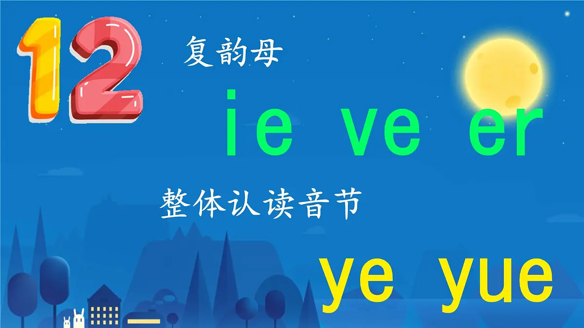 小学 语文 统编版(2024) 一年级上册(2024) 第四单元 汉语拼音12 ie üe er 课件第1页