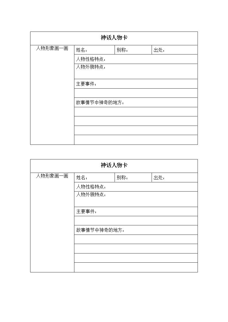 神話人物卡第1頁