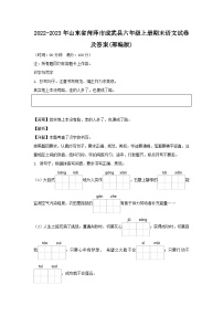 2022-2023年山东省菏泽市成武县六年级上册期末语文试卷及答案(部编版)