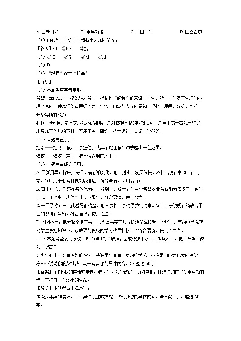 【语文】山东省泰安市泰山区(五四制)2024-2025学年六年级下学期期末考试试题(解析版)第2页