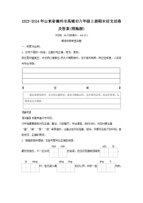 2023-2024年山东省德州市禹城市六年级上册期末语文试卷及答案(统编版)