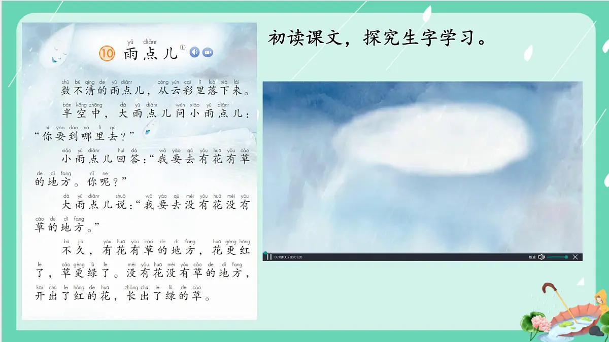 小学 语文 统编版(2024) 一年级上册(2024) 第八单元 阅读10 雨点儿 课件第4页
