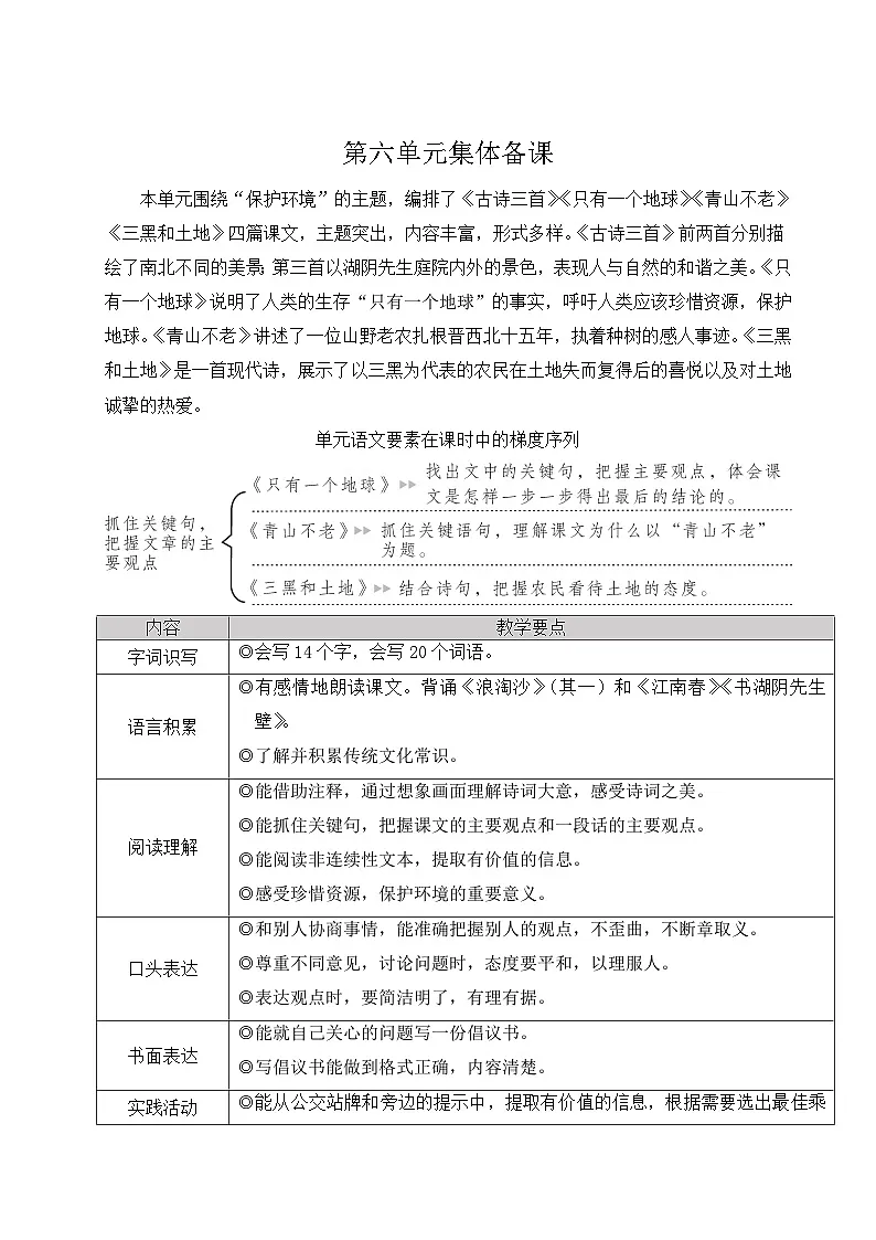 (24人教统编版)小学六年级语文上册第六单元18 古诗三首 教案第1页