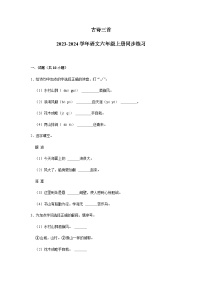 2023-2024学年语文六年级上册——《古诗三首》同步练习(含答案)