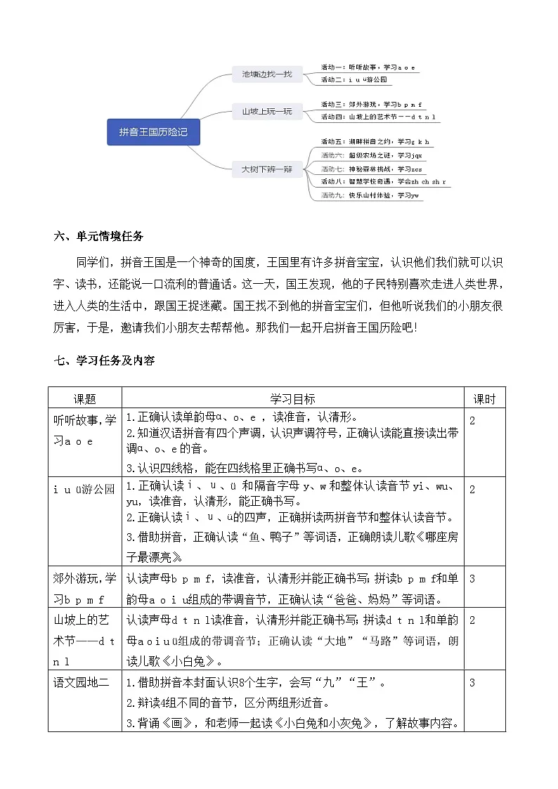 部编版 一年级上册语文第二、三单元教学设计第3页