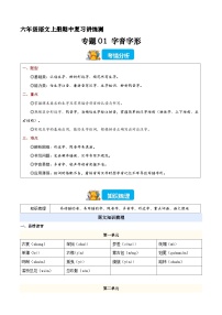 期中复习训练专题01 字音字形（原卷+答案）2025-2026学年六年级语文上学期（统编版）