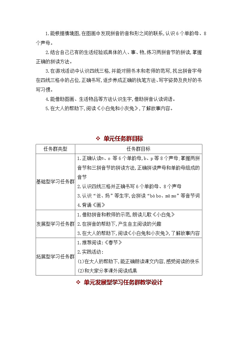 统编版(2024)一年级上册语文:第二单元 汉语拼音 教案第2页