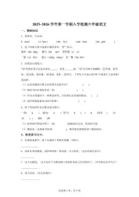 2025~2026学年广东汕头市潮南区某校统编版六年级上学期入学测试语文试卷（附答案）