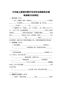 根据课文内容填空——2025-2026学年六年级上册语文期中专项专项高频考点卷（统编版）（含答案）