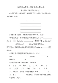 2025秋六年级上册语文期中测试卷一（含答案）