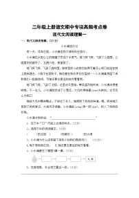现代文阅读理解一——2025-2026学年二年级上册语文期中专项高频考点卷（统编版）（含答案）